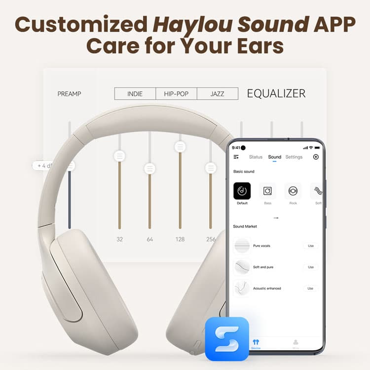 HAYLOU S35 Over-Ear Noise-Canceling Headphones - White
